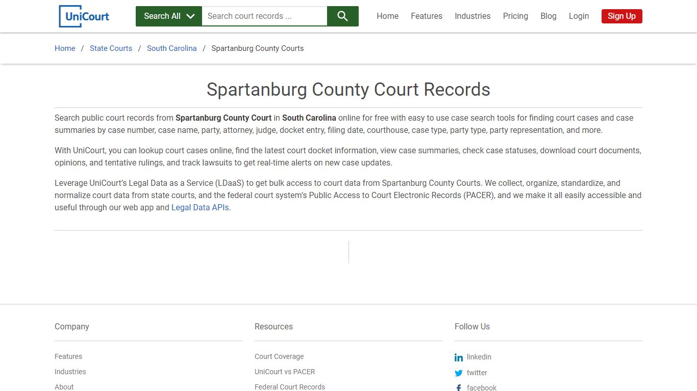 Spartanburg County Court Records | South Carolina | UniCourt